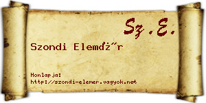 Szondi Elemér névjegykártya